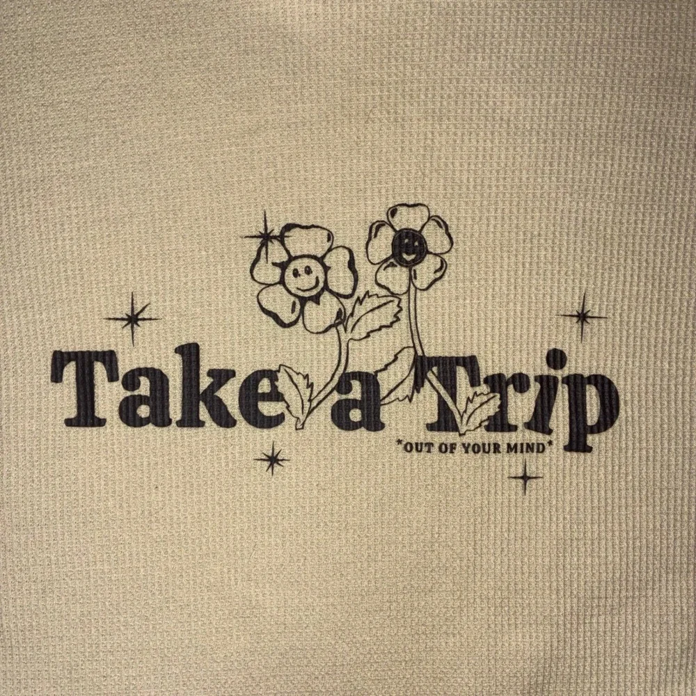 4TH Dimension Waffle‎ Knit Take A Trip Long Sleeve Thermal Men Size XL
